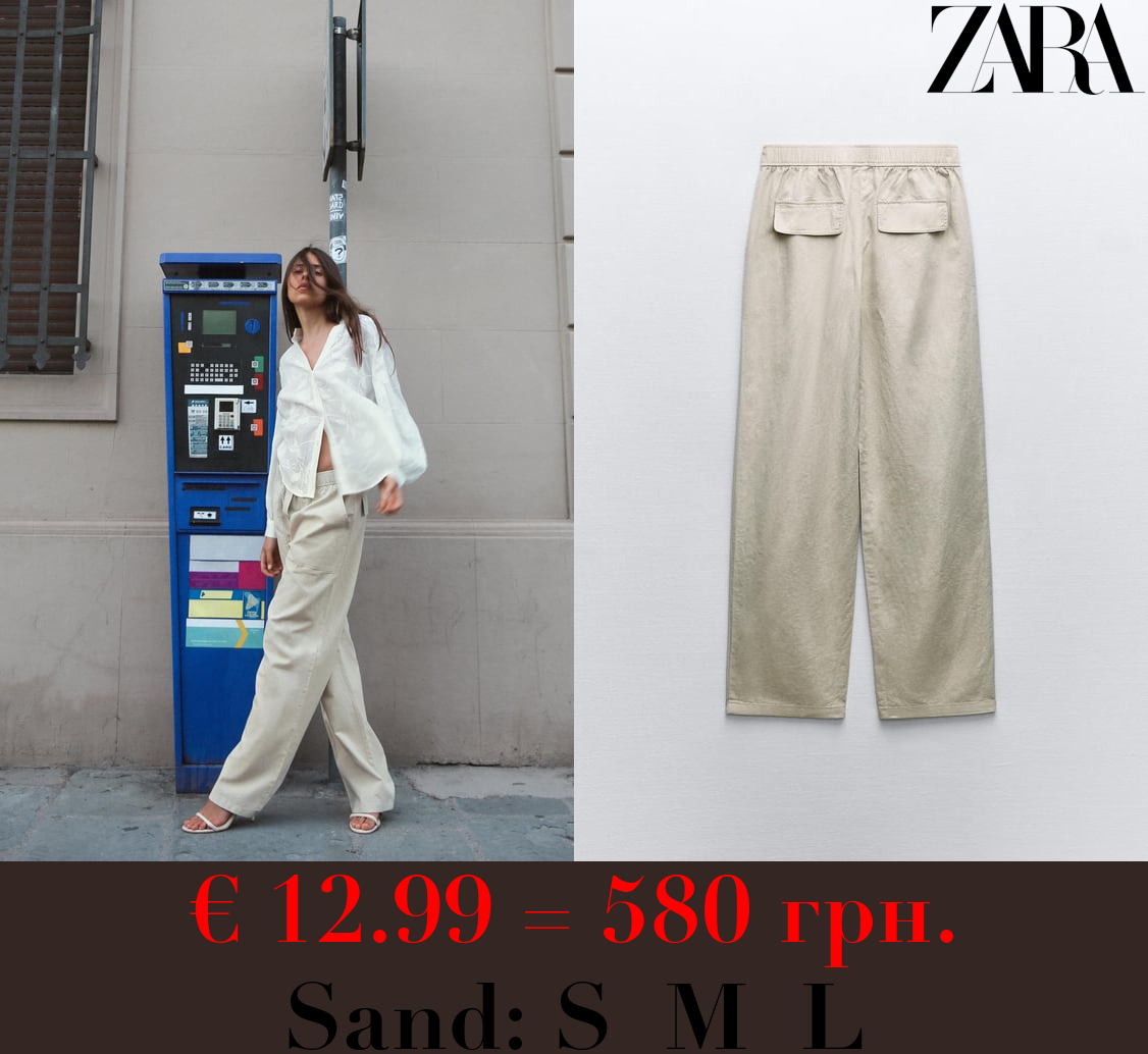 WIDE-LEG LINEN-BLEND TROUSERS