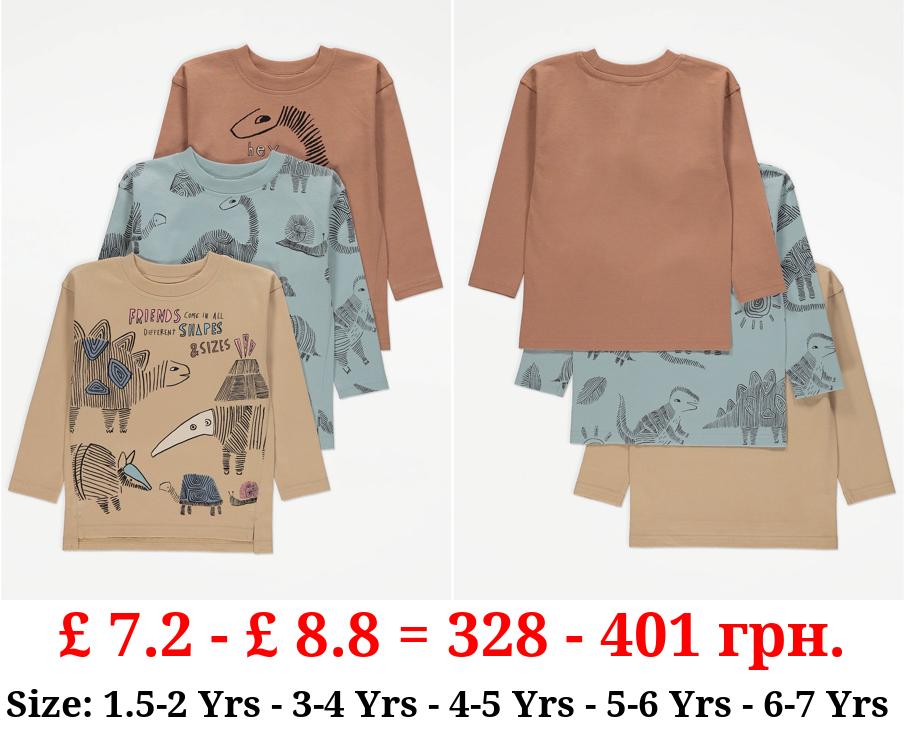 Dinosaur Long Sleeve Oversized Tops 3 Pack