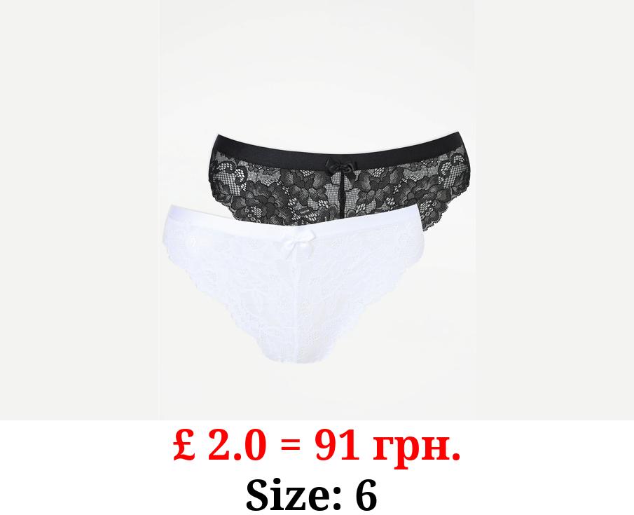 Black Lace Super High Leg Briefs 2 Pack