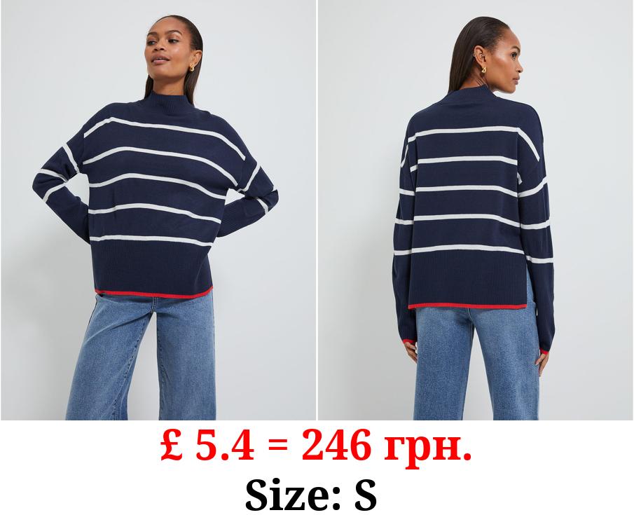 Navy Striped Knitted Jumper
