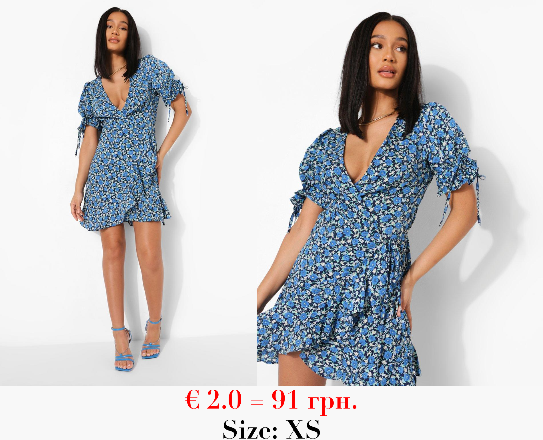 Floral Print Tie Sleeve Tea Dress