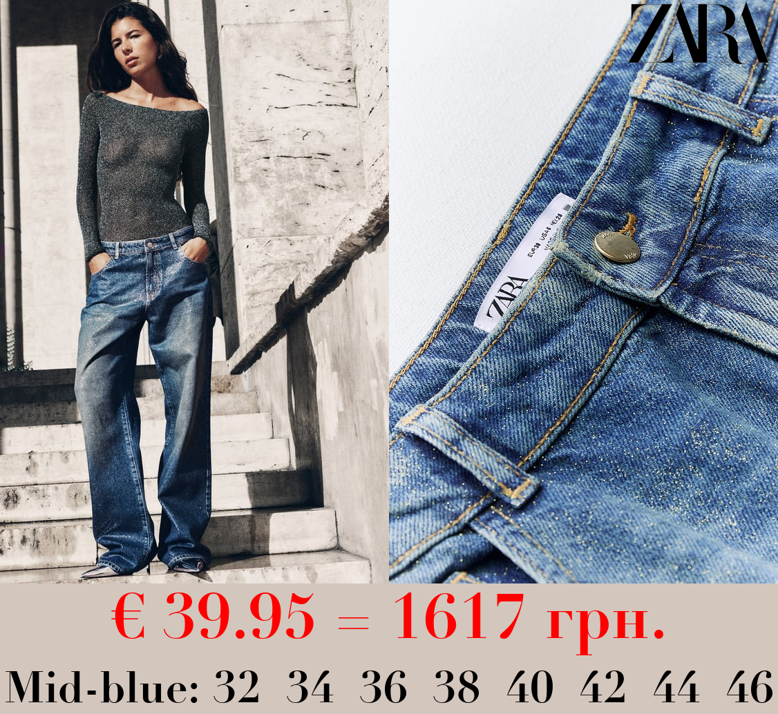 Z1975 WIDE-LEG MID-RISE JEANS WITH SHIMMER