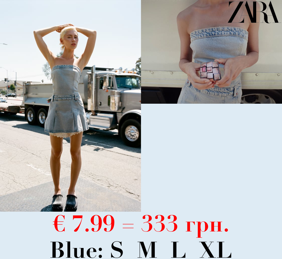 TRF DENIM BOX PLEAT DRESS