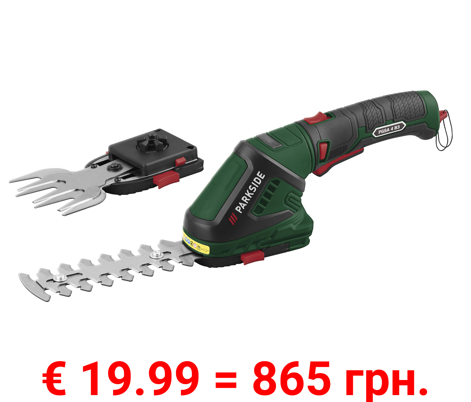 PARKSIDE® 2-in-1-4 V Akku-Gras- und Strauchschere »PGSA 4 B3«, bis zu 60 min Laufzeit