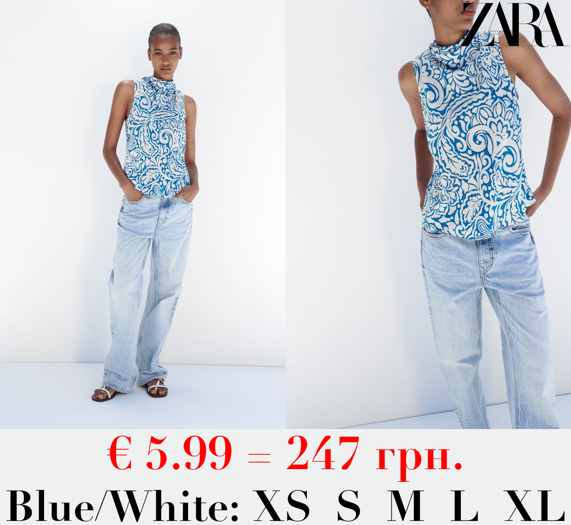 PRINTED TOP WITH BOW