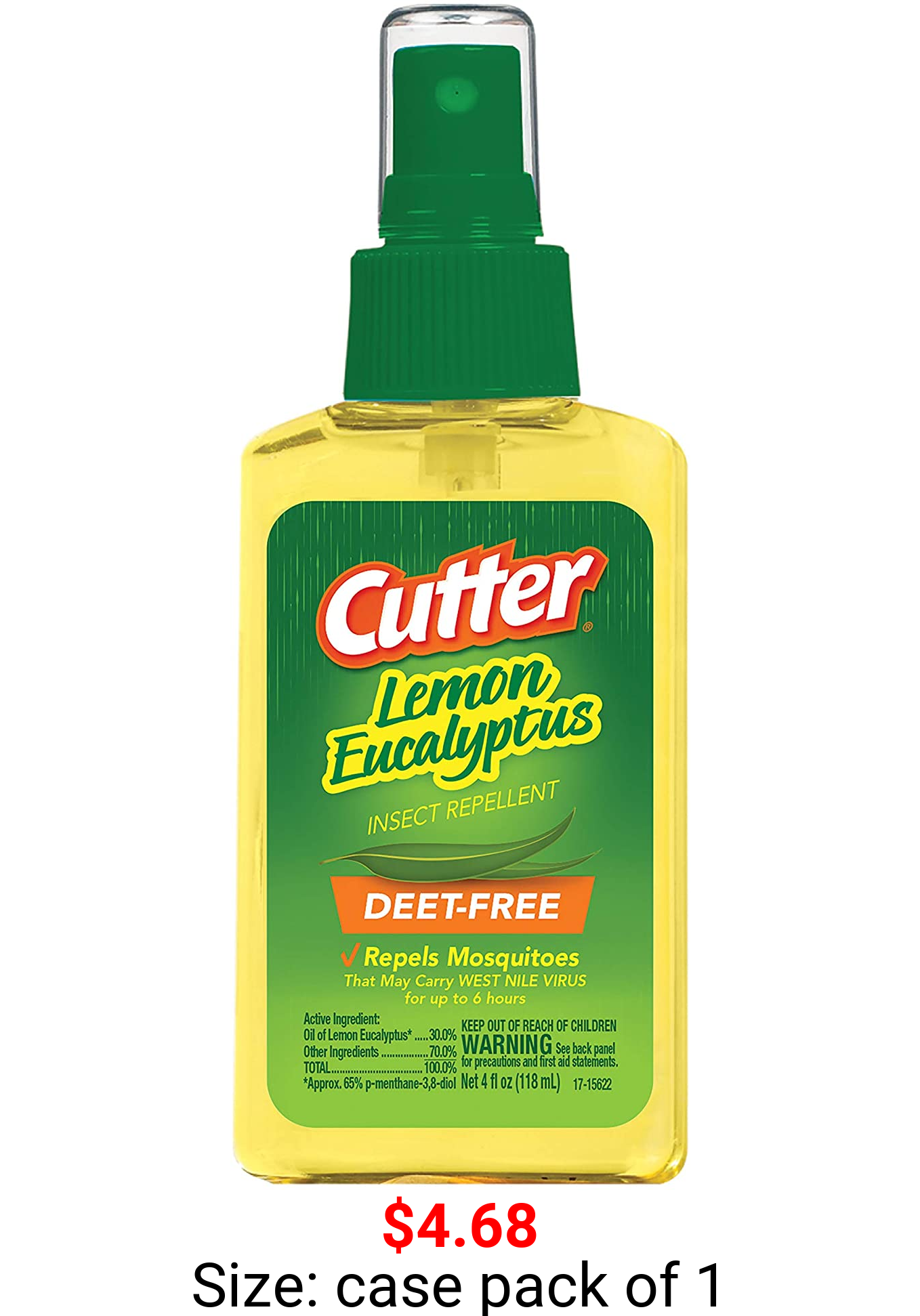 Cutter Lemon Eucalyptus Insect Repellent (Pump Spray) (HG-96014), case pack of 1