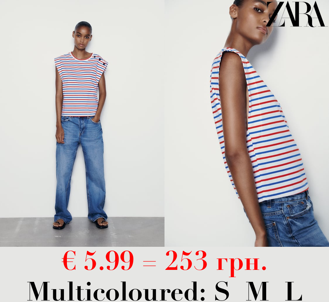 SLEEVELESS T-SHIRT WITH BUTTONS