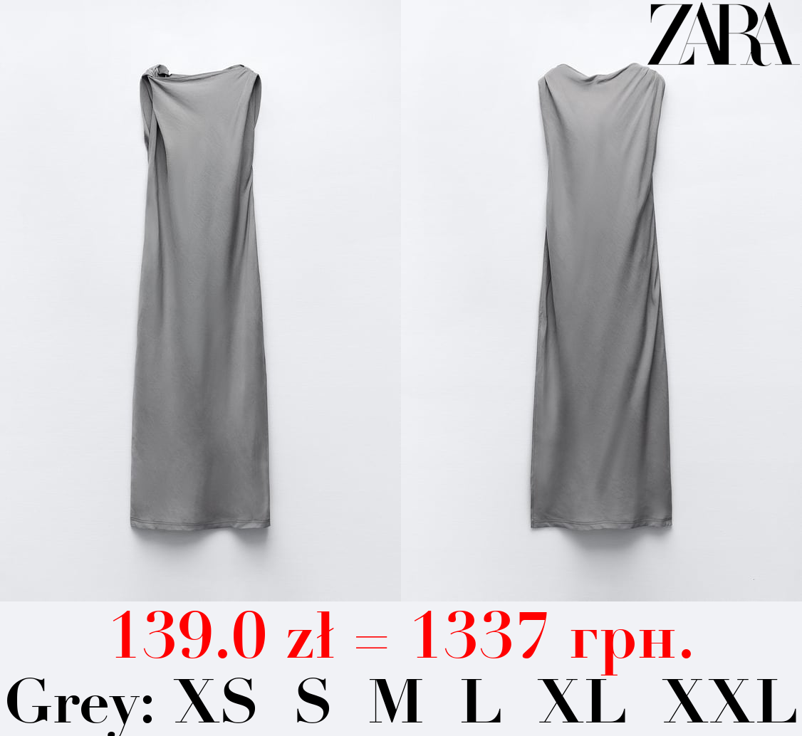 GATHERED LINEN BLEND DRESS