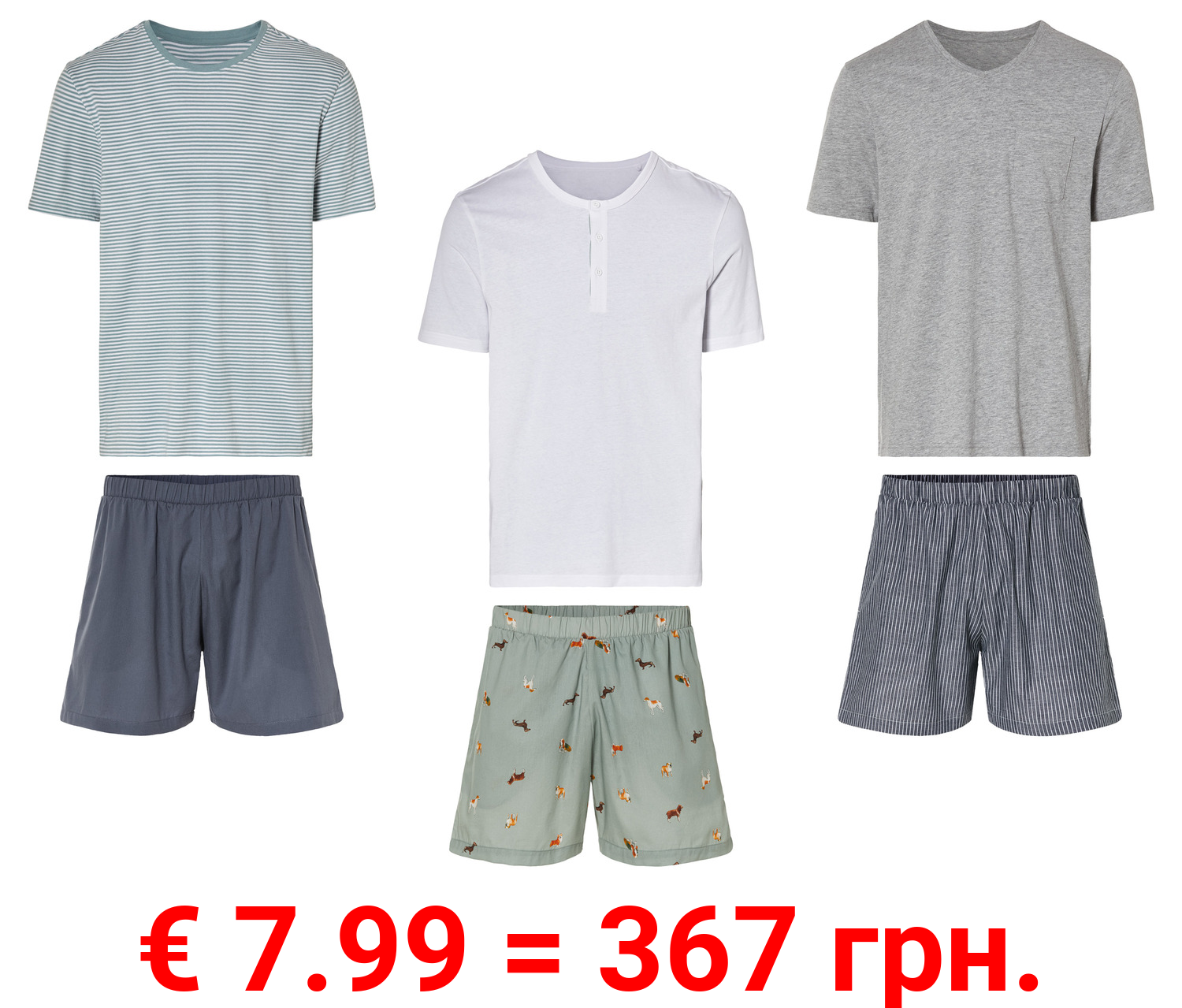 LIVERGY® Herren Pyjama, kurz, mit Baumwolle