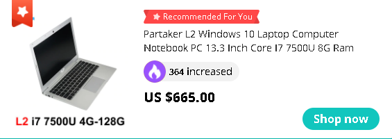 Partaker L2 Windows 10 Laptop Computer Notebook PC 13.3 Inch Core I7 7500U 8G Ram 256G SSD Backlit Keyboard 1920*1080 Ultrabook
