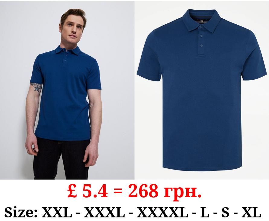 Dark Blue Mercerised Cotton Polo Top