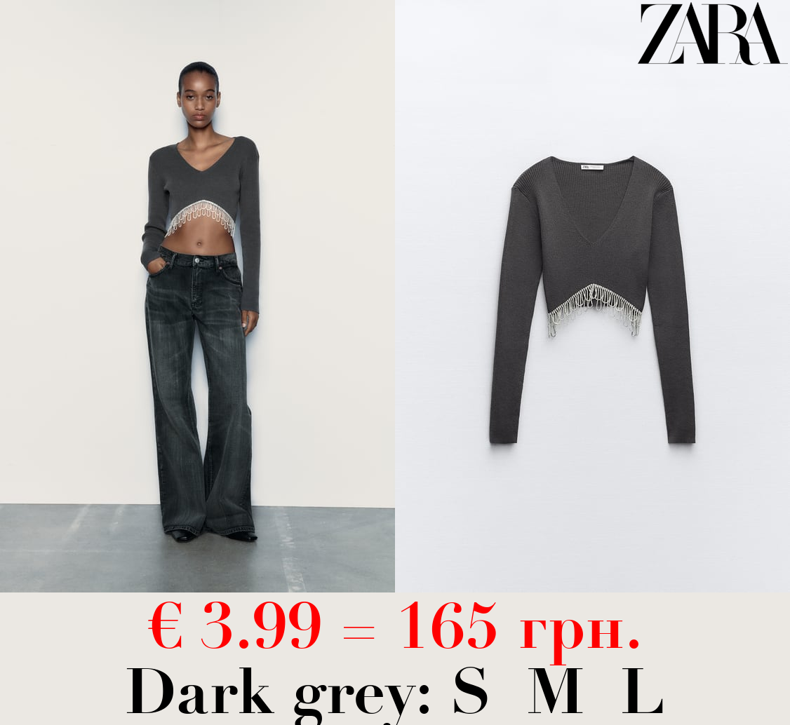 SOFT CROP TOP WITH RHINESTONES