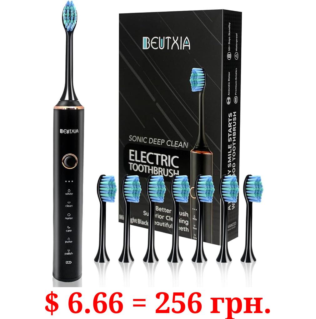 Sonic Electric Toothbrushes for Adults, 8 Brush Heads Electric Toothbrush with 37000 VPM Deep Clean 6 Modes 18 Gear, Rechargeable Toothbrushes Fast Charge 4 Hours Last 50 Days