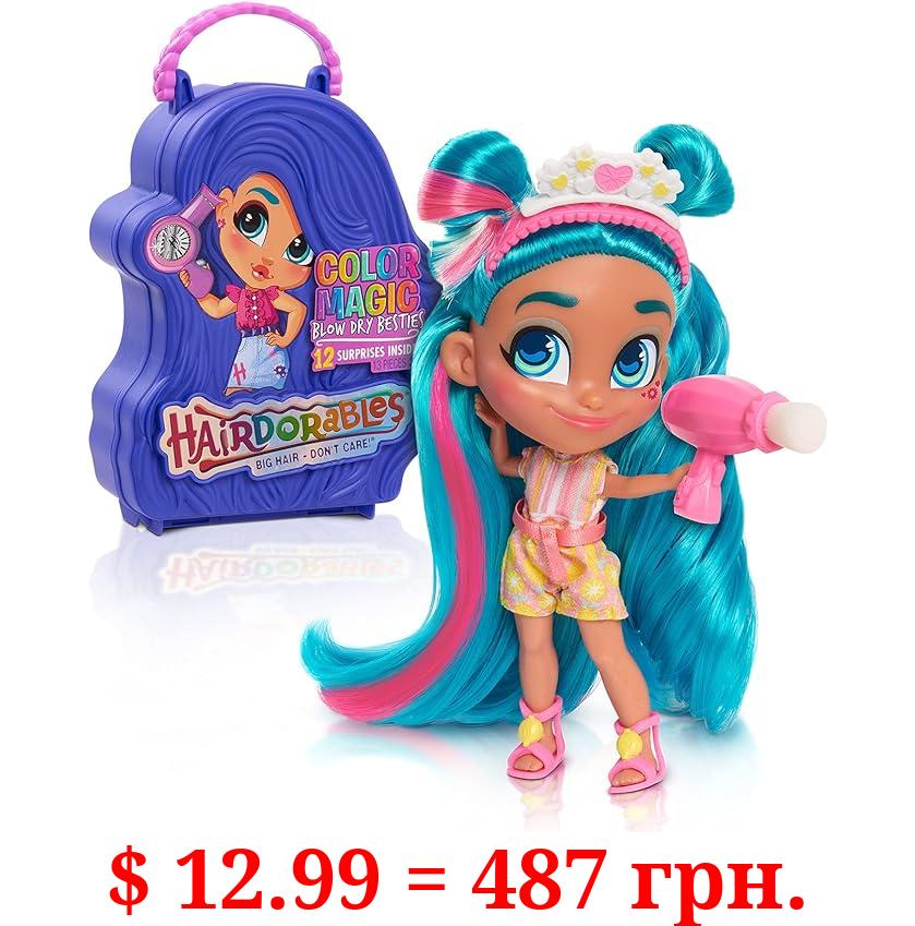 Hairdorables Collectible Doll Color Magic Blow Dry Besties Series 6, styles and case colors may vary, each sold separately, Kids Toys for Ages 3 Up by Just Play