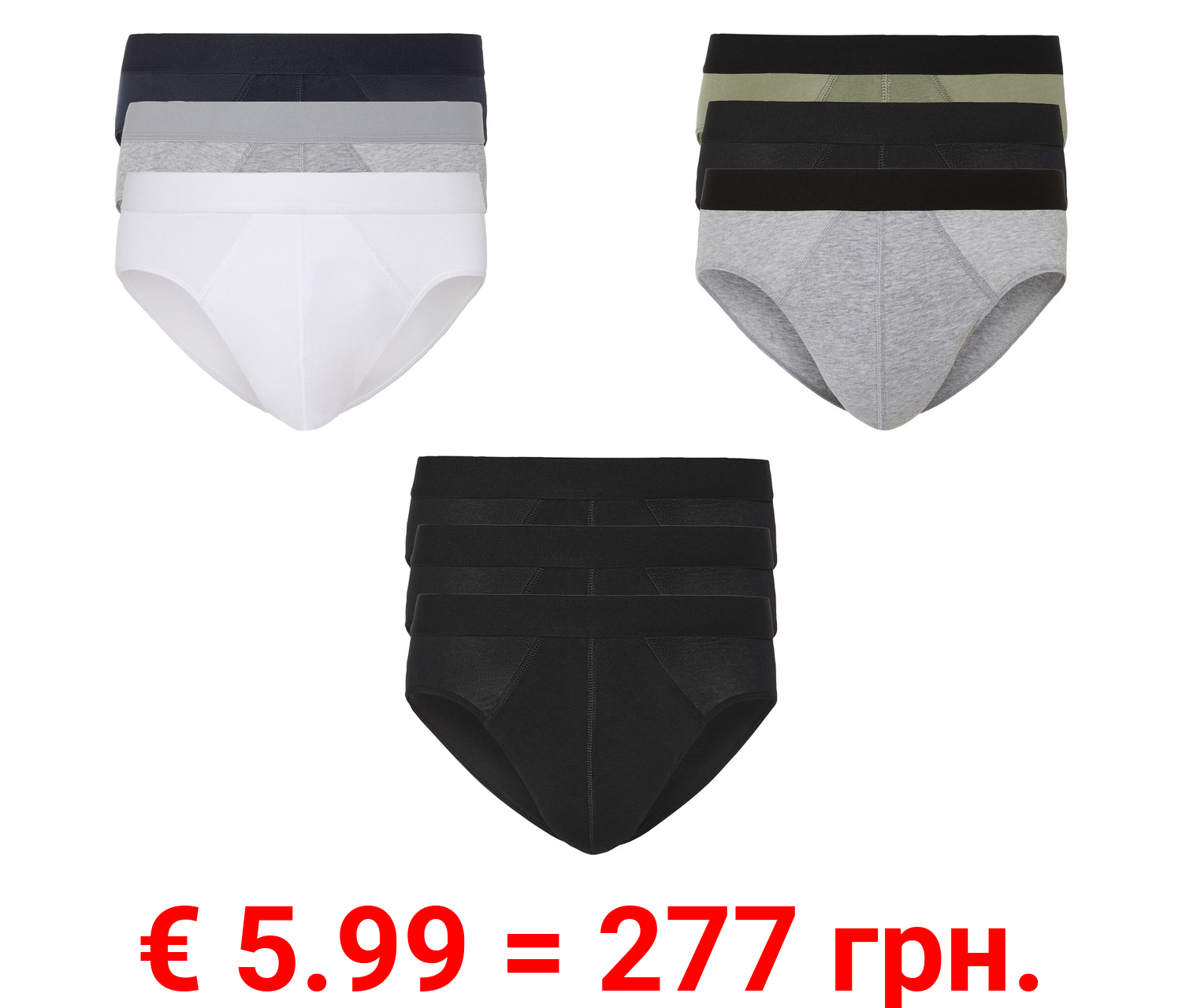 LIVERGY® Herren Slips, 3 Stück, mit hohem Baumwollanteil