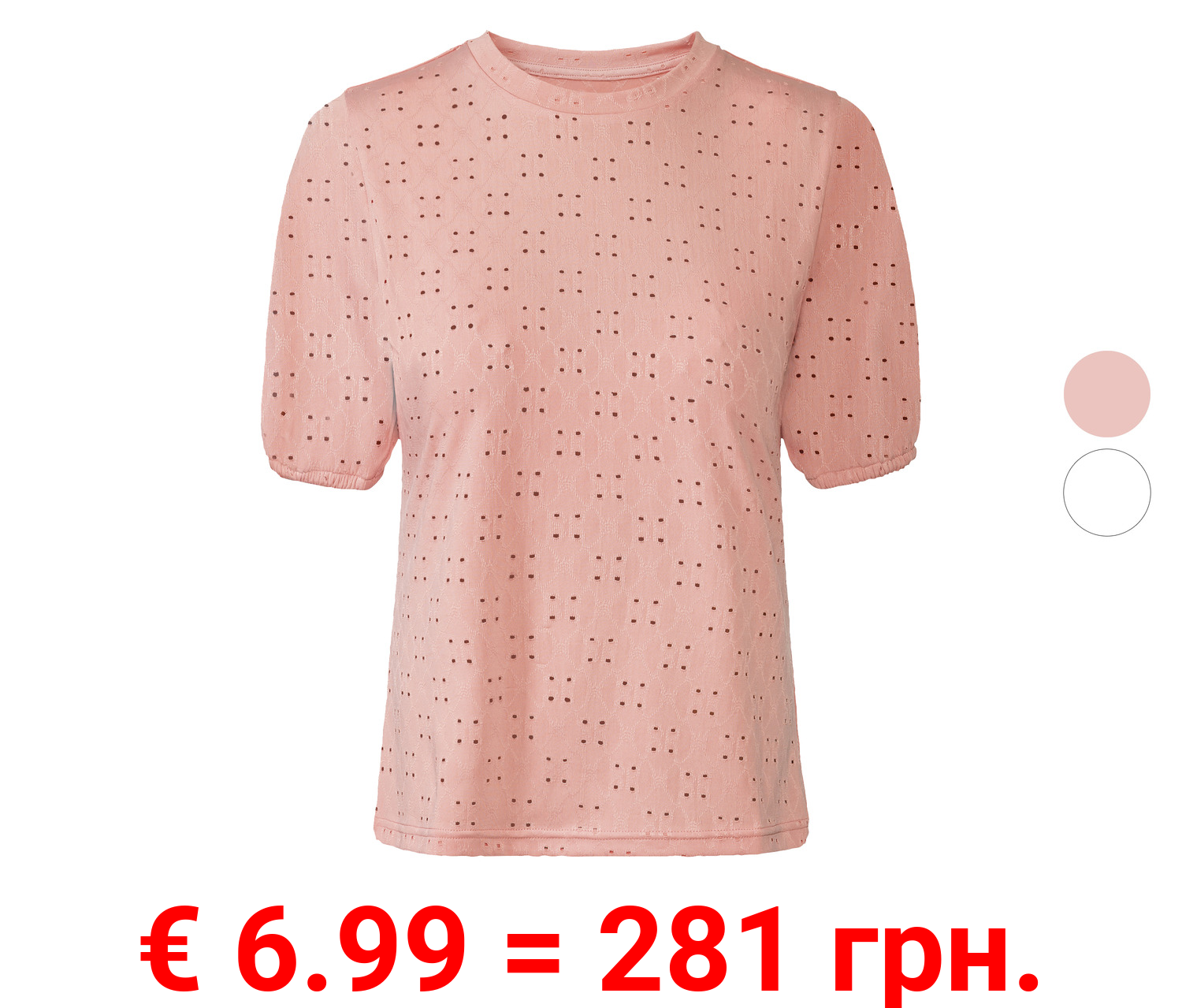esmara® Damen T-Shirt mit modischer Lochstickerei