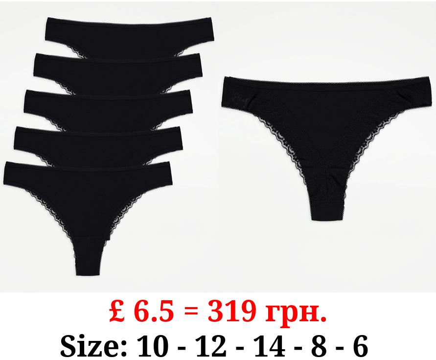 Black Lace Back Brazilian Knickers 5 pack