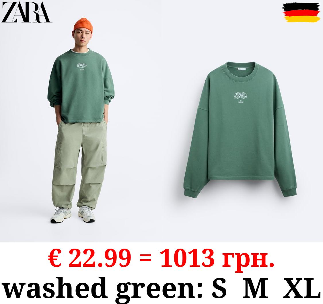 SWEATSHIRT WITH EMBROIDERED SLOGAN