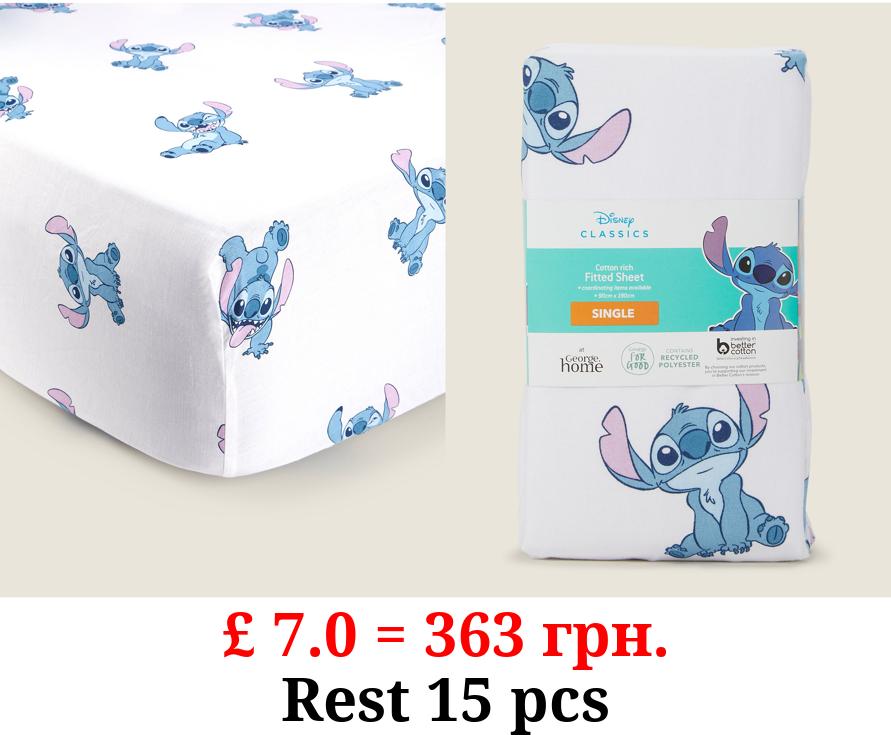 Disney Stitch Cotton-Rich Single Fitted Sheet