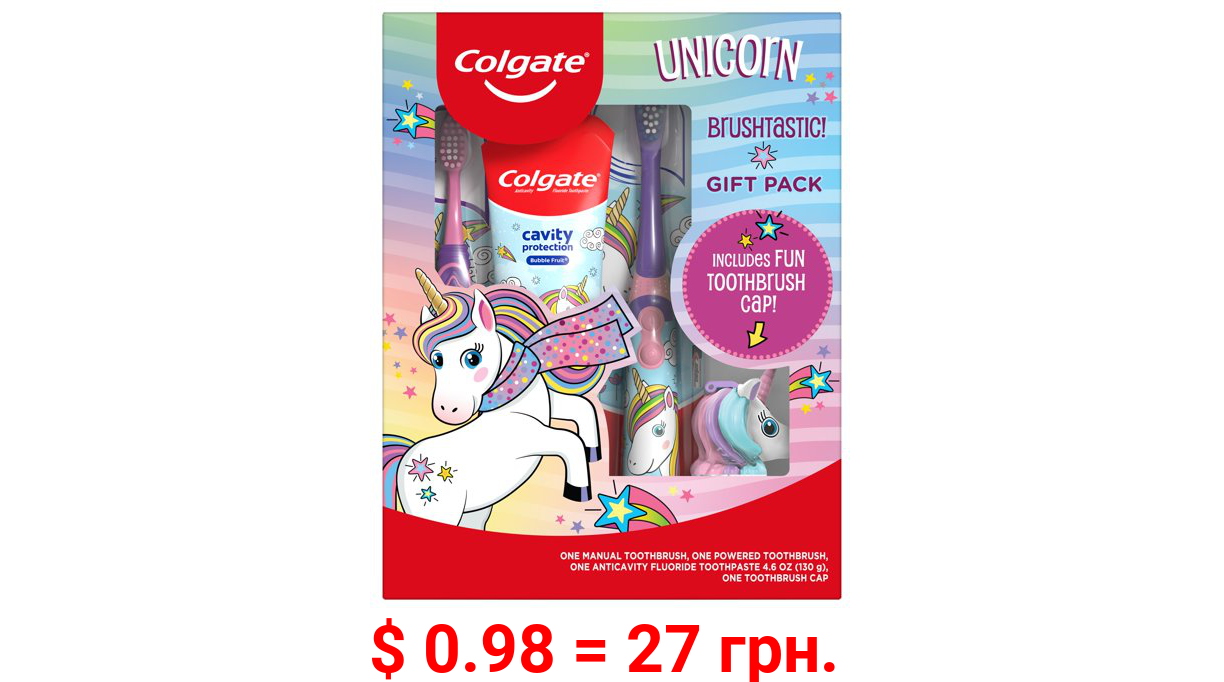 Colgate Kids Unicorn Gift Pack, Toothbrush Set with Toothpaste