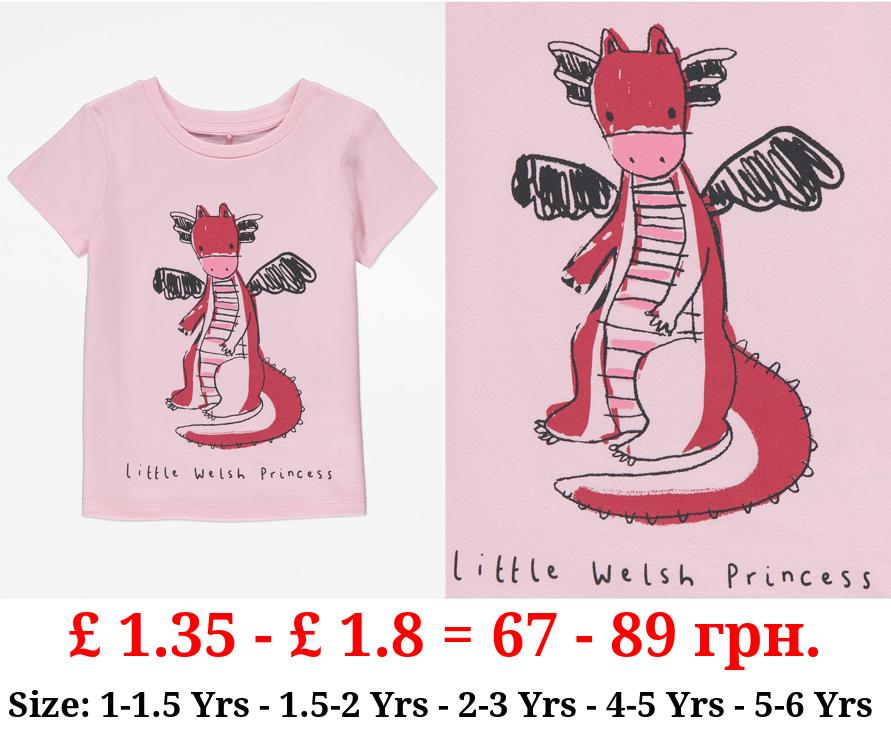 Pink Welsh Dragon Slogan T-Shirt