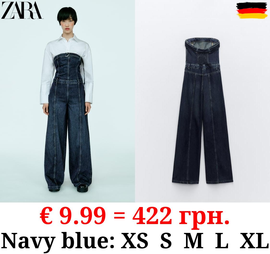 TRF STRAPLESS DENIM JUMPSUIT