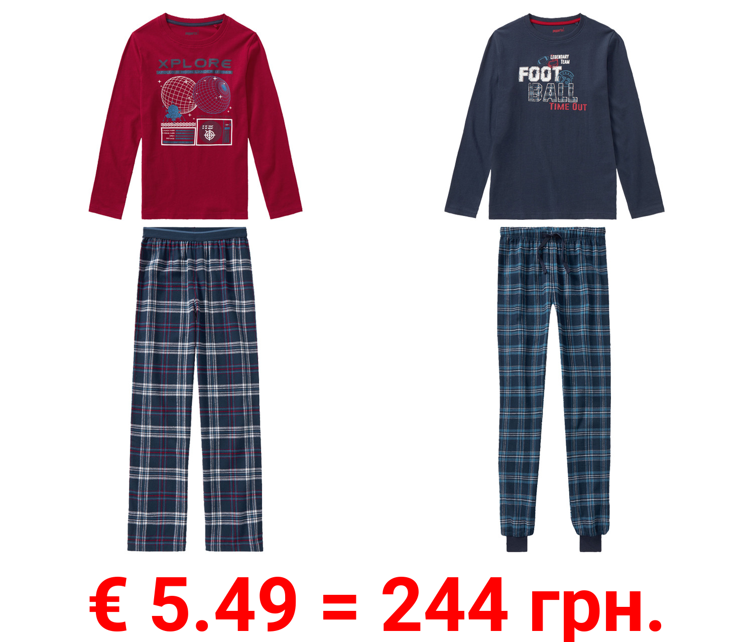 pepperts!® Kinder Jungen Pyjama, Single-Jersey-Qualität