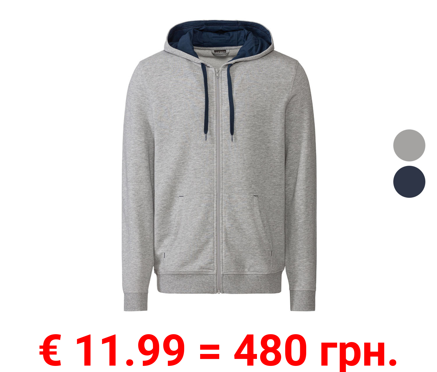 LIVERGY® Herren Sweatjacke, mit Baumwolle