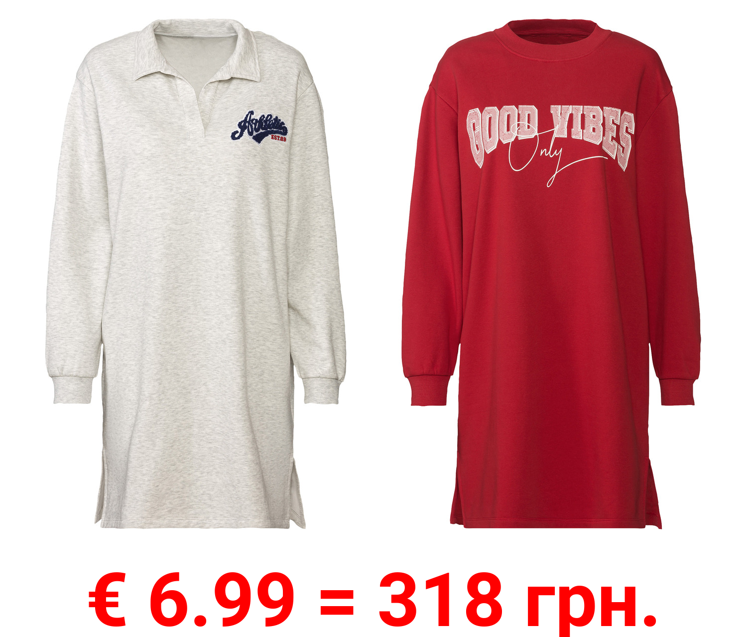 esmara® Damen Sweatkleid mit seitlichen Schlitzen