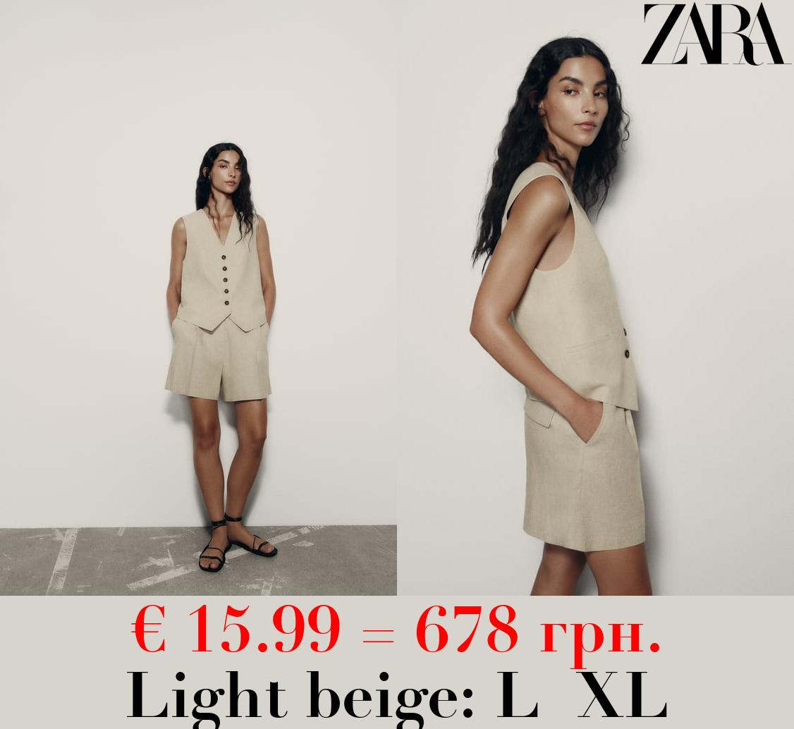 TAILORED LINEN BLEND WAISTCOAT