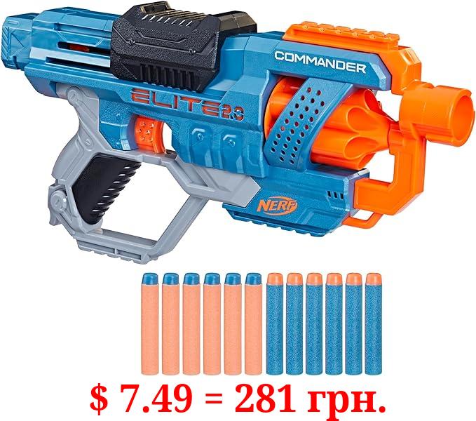 Nerf Elite 2.0 Commander RD-6 Dart Blaster, 12 Darts, 6-Dart Rotating Drum, Blasters, Kids Outdoor Toys for 8 Year Old Boys & Girls and Up