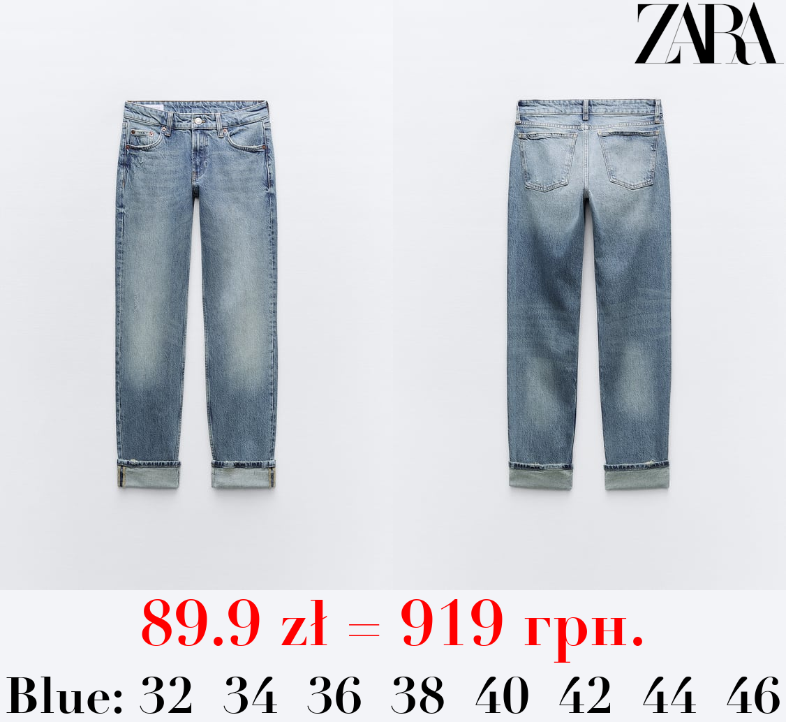 TRF SLIM-FIT FOLDED-FIT LOW-RISE JEANS