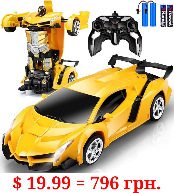 Remote Control Car Toys - Transforming RC Cars for Kids & Boys Toys - One Button Transformation and 360 Degree Rotating Drifting - Gifts for Boys and Girls