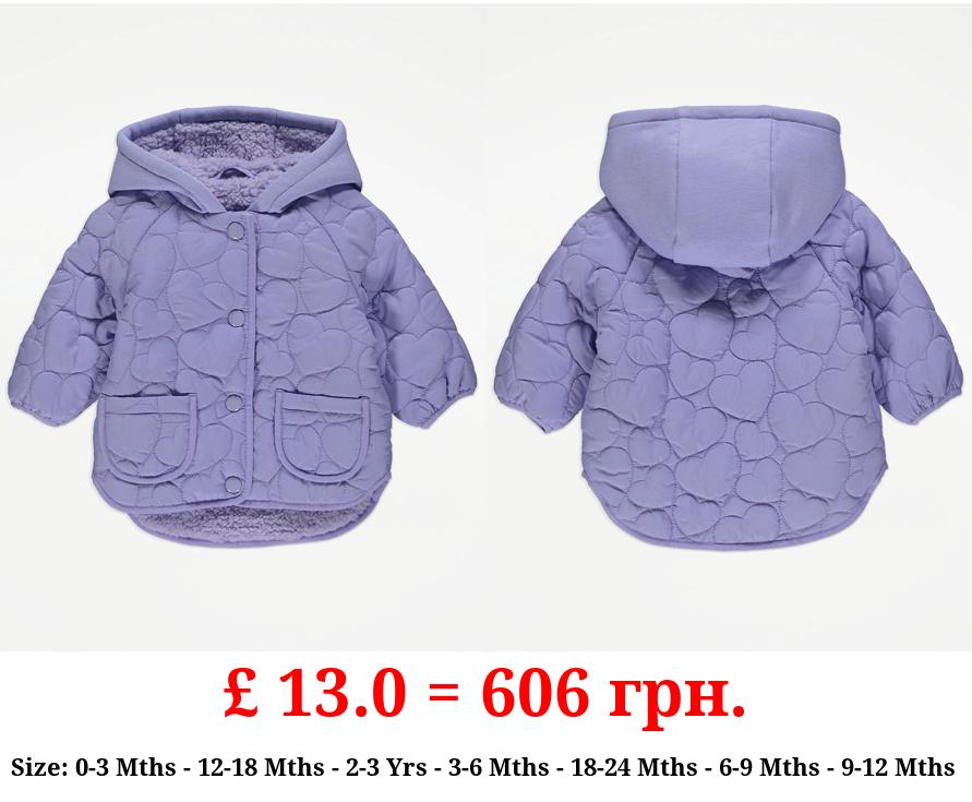 Lilac Heart Quilted Coat