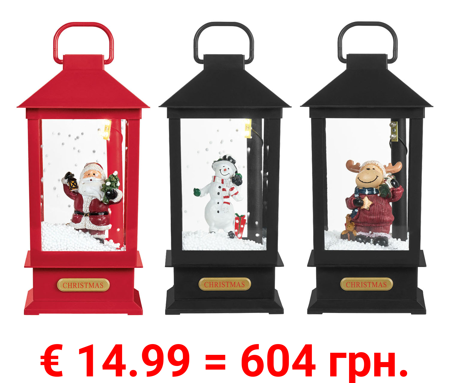 LIVARNO home LED-Laterne mit Schneegestöber-Effekt, 2 LEDs