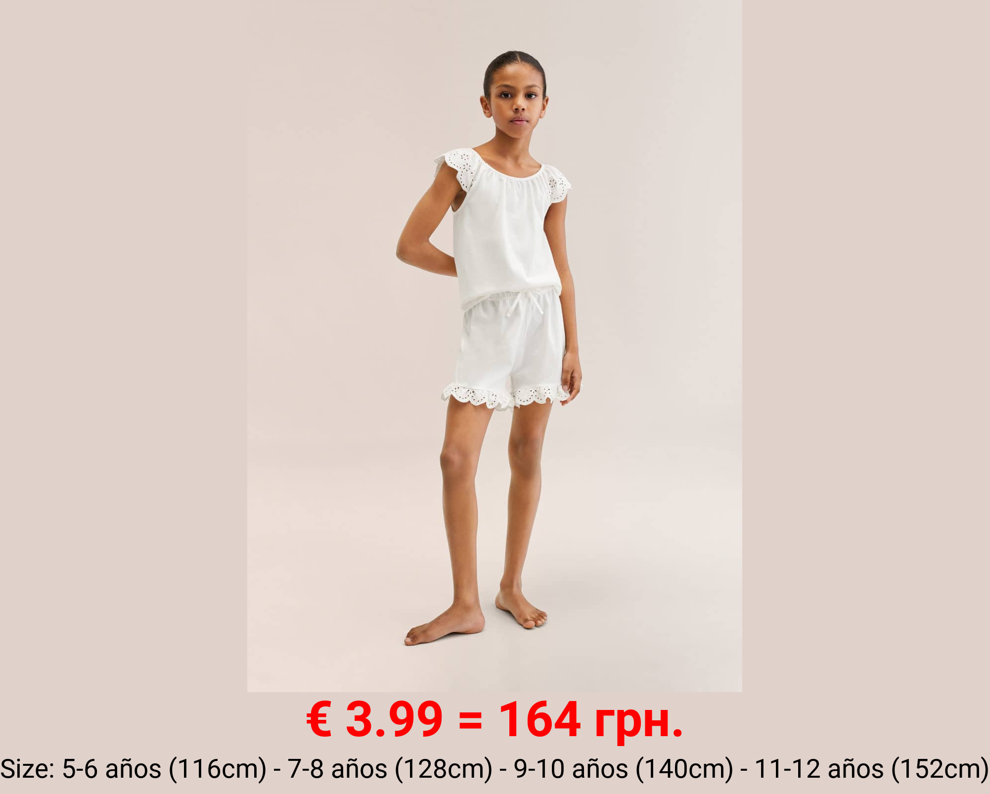 Pijama corto algodón bordado