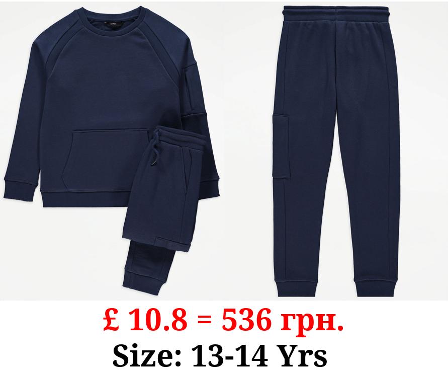 Navy Seam Sweatshirt and Joggers Outfit