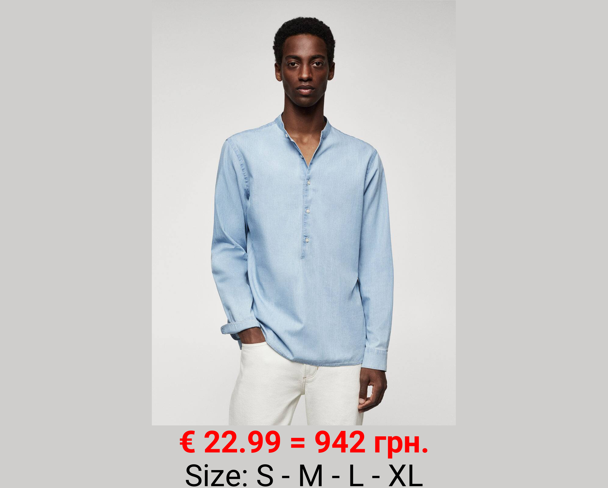 Camisa 100% algodón cuello mao