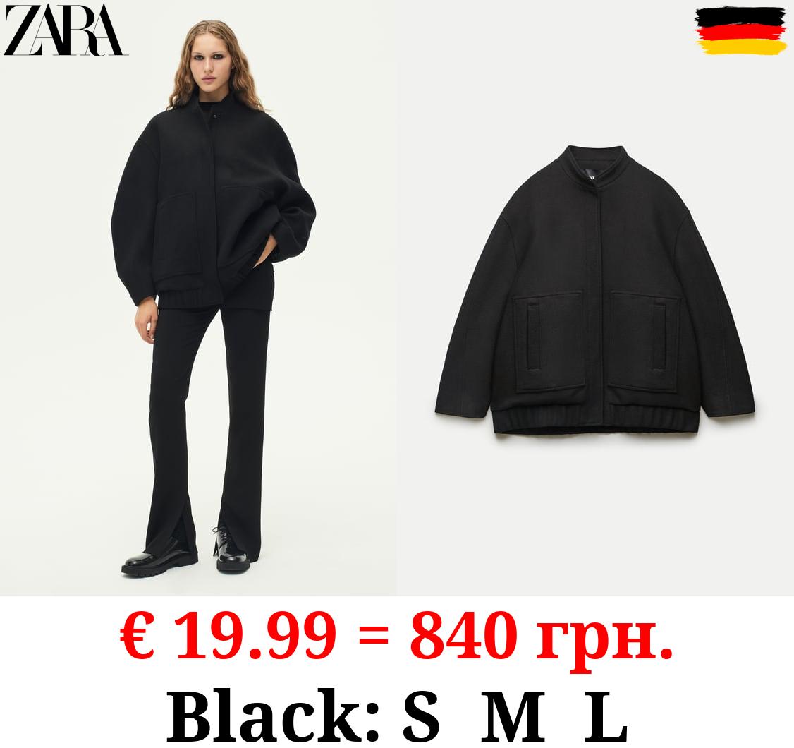 ZW COLLECTION WOOL BLEND BOMBER JACKET