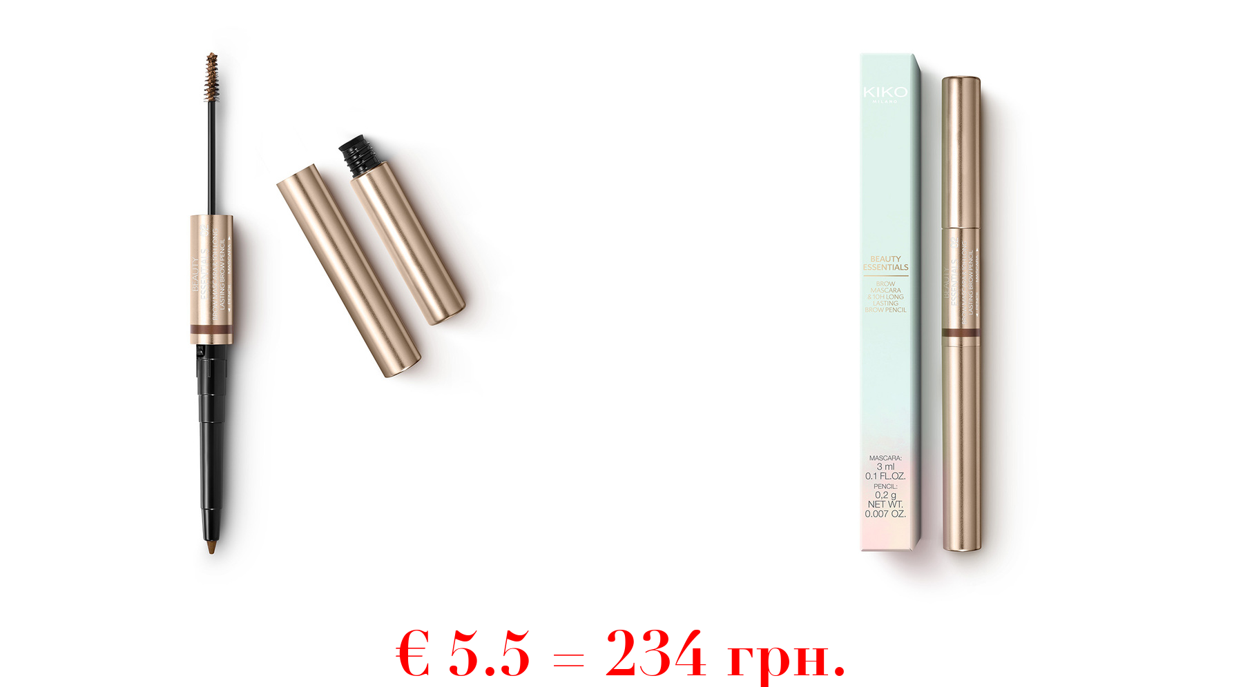 beauty essentials brow mascara & 10h long lasting brow pencil