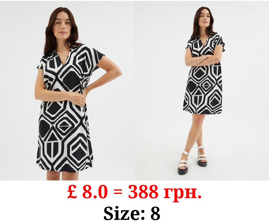 Geometric Popover Short Sleeve Dress