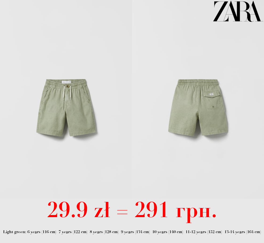 LINEN BLEND BERMUDA SHORTS