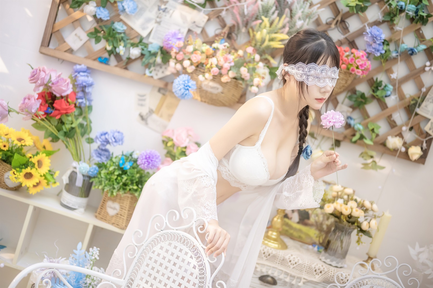 香草喵露露写真 Cosplay 白色玫瑰 7