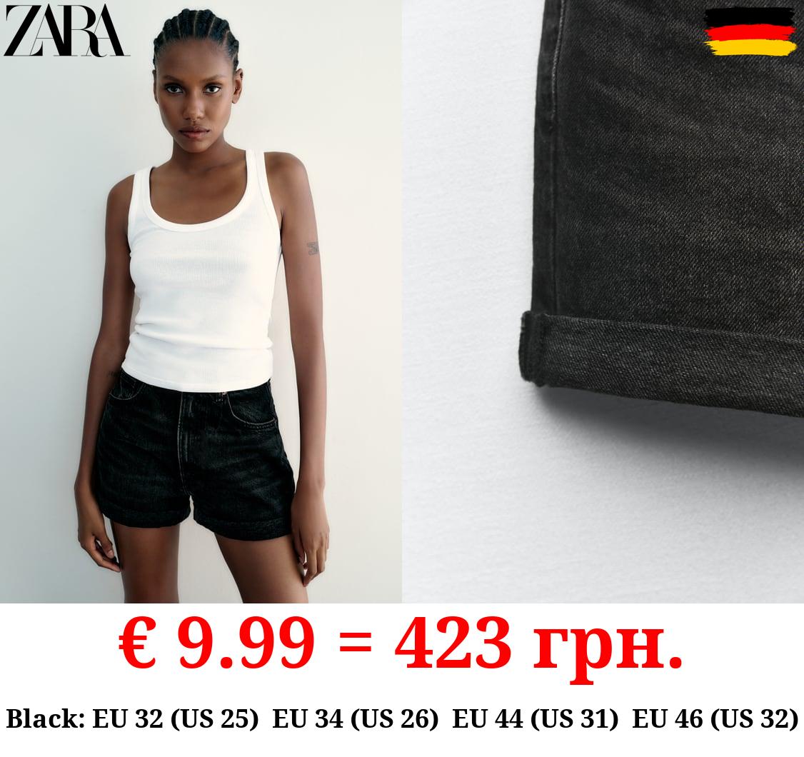 TRF HIGH-RISE MOM FIT DENIM BERMUDA SHORTS