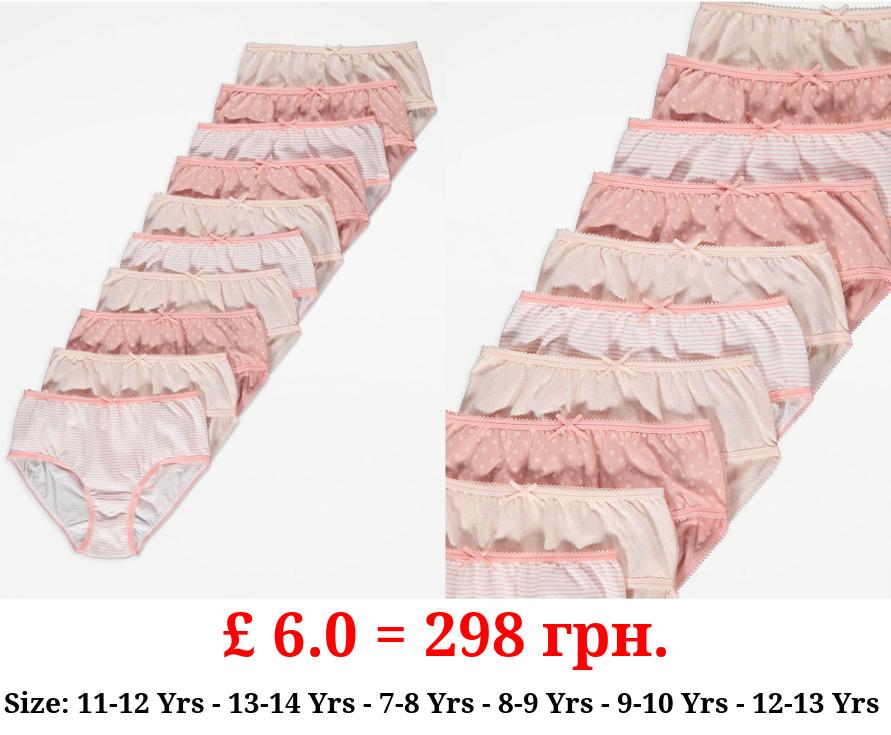 Pink Patterned Briefs 10 Pack