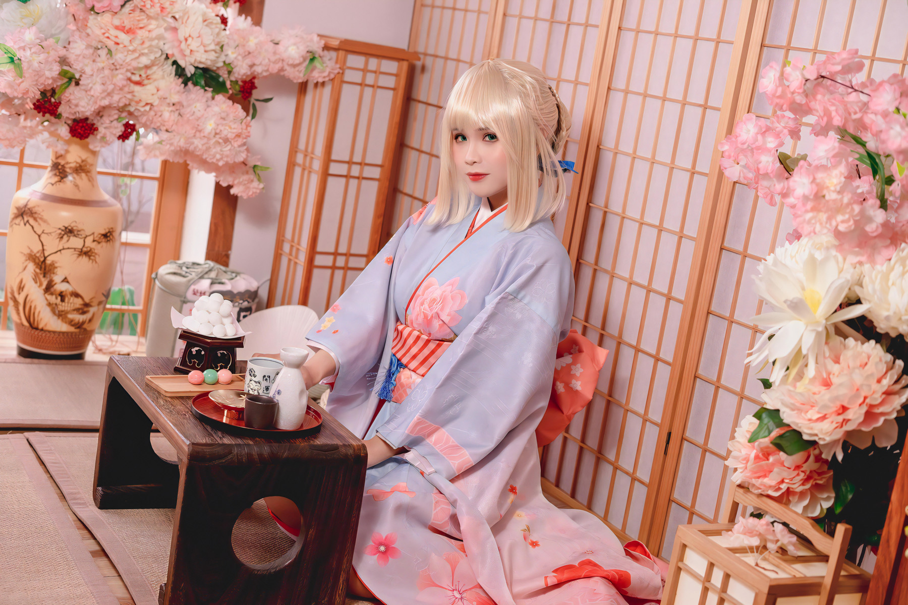 Cosplay Pyonピオン Saber セイバー Kimono 10