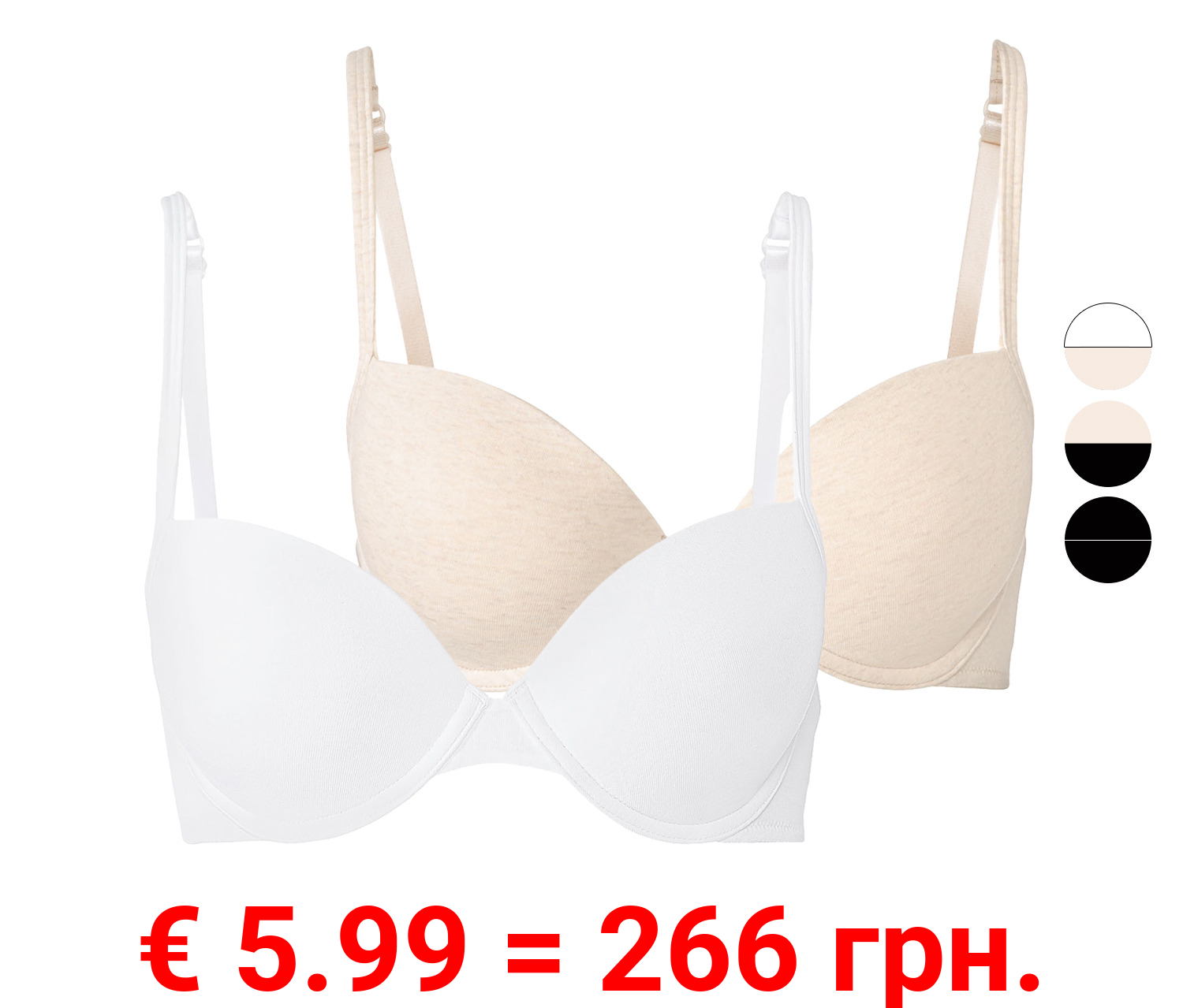esmara® Damen Bügel BH, 2 Stück, mit verstellbaren Trägern