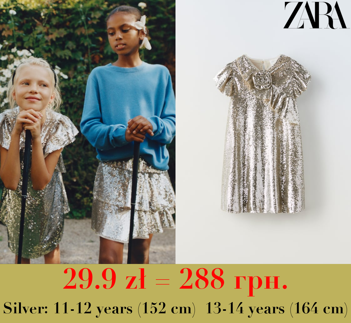 SEQUINNED DRESS WITH FLOWER