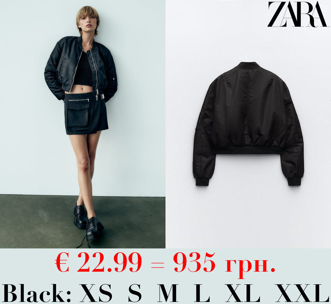 CROPPED NYLON BOMBER JACKET