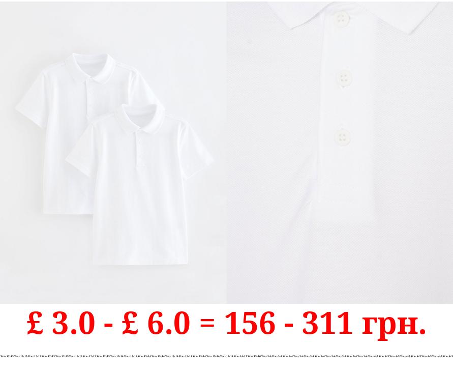 White Short Sleeve School Polo Shirts 2 Pack